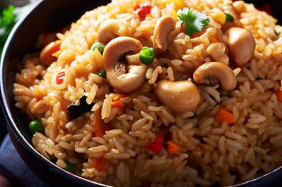 One-Serving Stir-Fried Rice with Chicken and Cashews