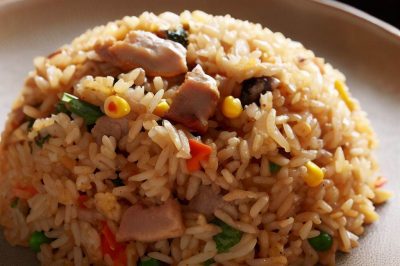One-Serving Stir-Fried Rice with Pork and Vegetables