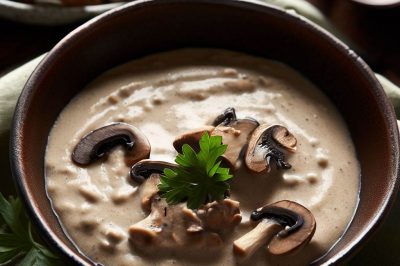 One Serving Vegan Cream of Mushroom Soup