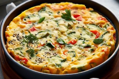 One-Serving Veggie Breakfast Frittata with Cheese and Herbs