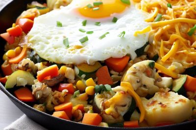 One-Serving Veggie Breakfast Skillet with Eggs and Cheese