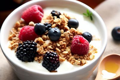 One-Serving Yogurt with Granola, Mixed Berries, and Honey