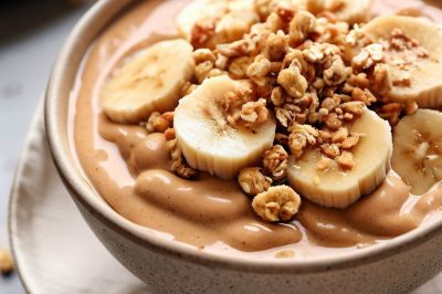Peanut Butter and Banana Smoothie Bowl with Granola