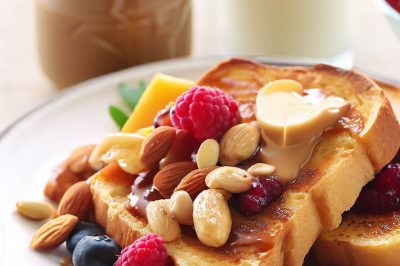 Peanut Butter and Jelly French Toast with Almond Milk and Fresh Fruit