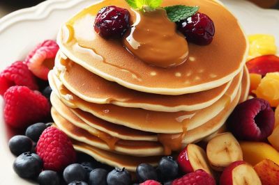 Peanut Butter and Jelly Pancakes with Fresh Fruit