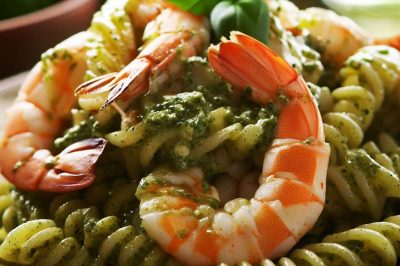 Pesto Pasta with Grilled Shrimp