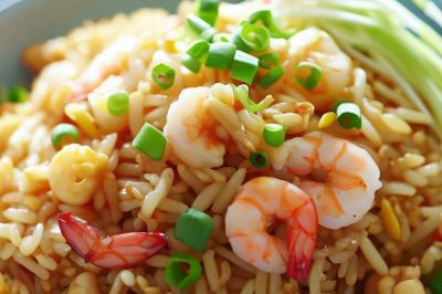 Quick and Easy Stir-Fried Rice with Shrimp and Bean Sprouts