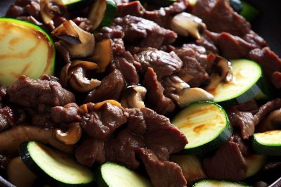 Stir-Fried Beef, Zucchini and Mushrooms