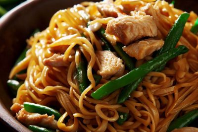Stir-Fried Noodles with Chicken and Green Beans