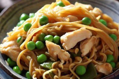 Stir-Fried Noodles with Chicken and Snow Peas