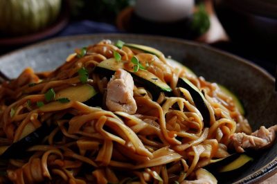 Stir-Fried Noodles with Chicken and Zucchini