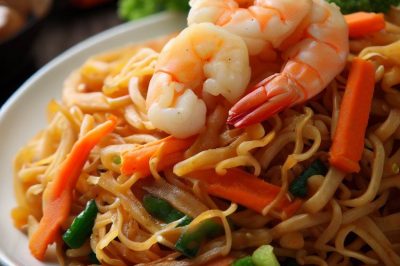 Stir-Fried Noodles with Shrimp and Carrots