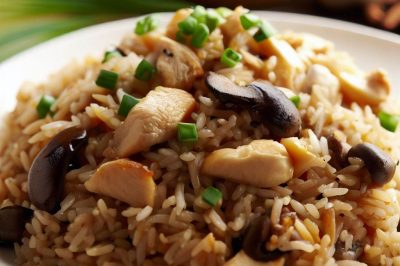 Stir-Fried Rice with Chicken and Mushrooms