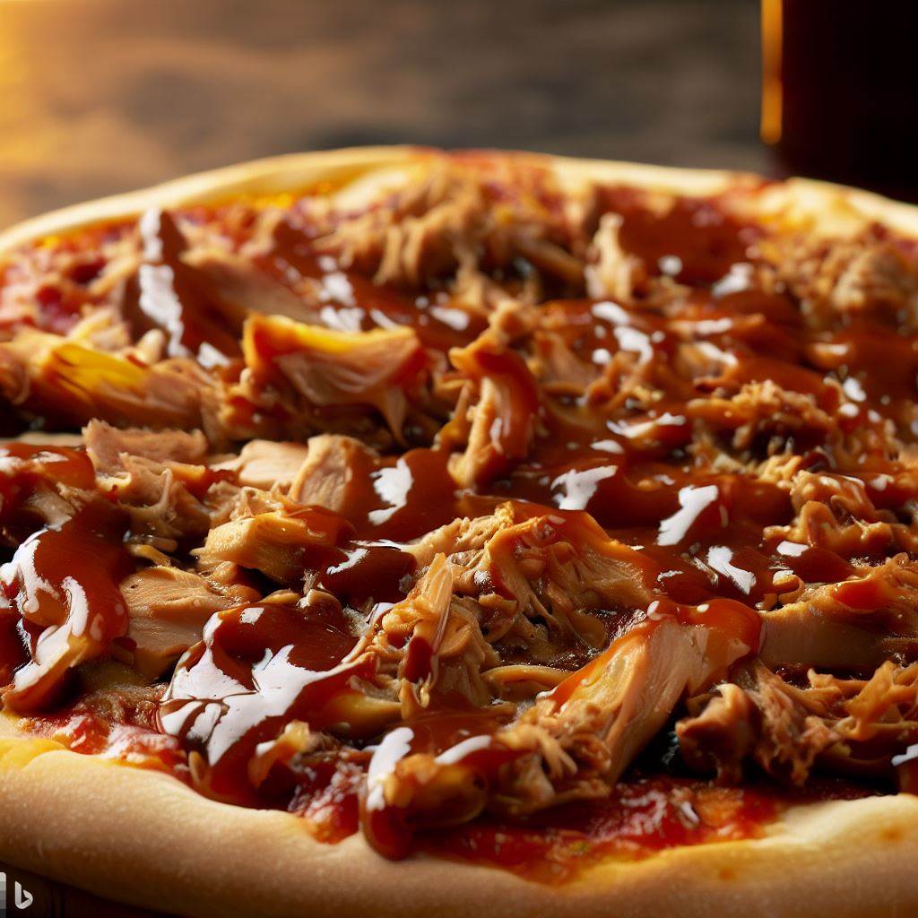 Barbecue Pork Pizza with BBQ Sauce, Pork, and Cheddar Cheese