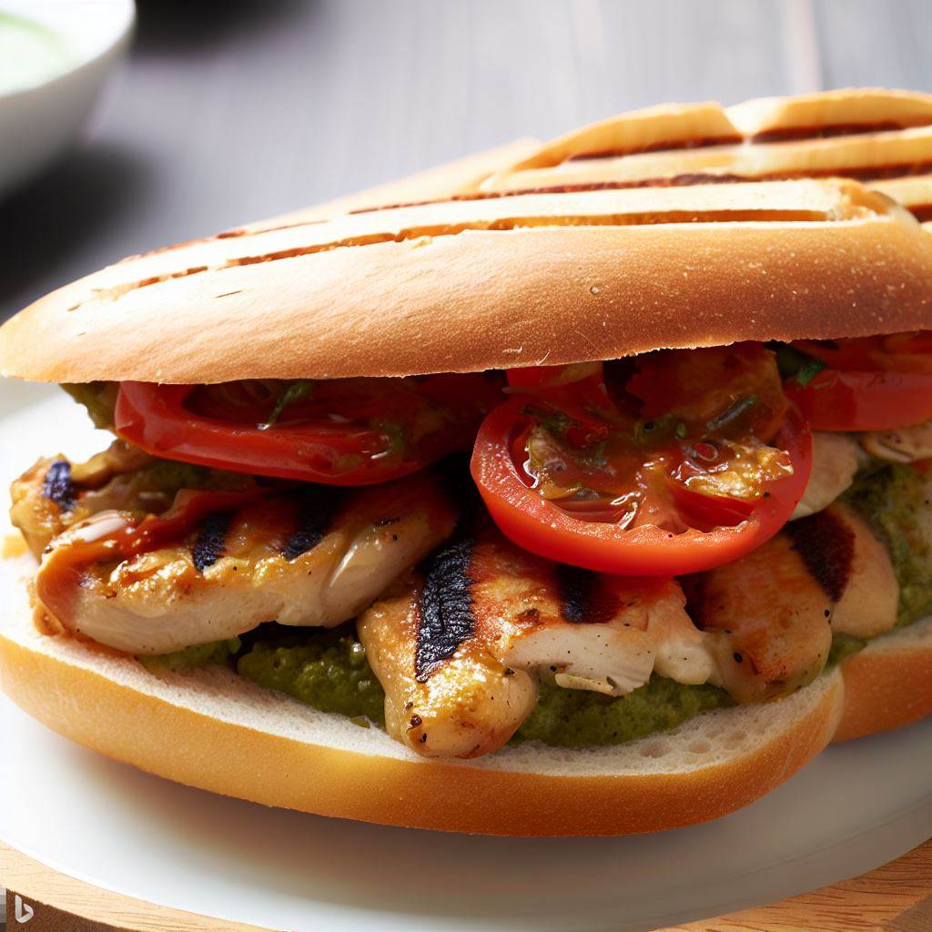 Grilled Chicken, Tomato and Pesto Mayo Ciabatta Sandwich