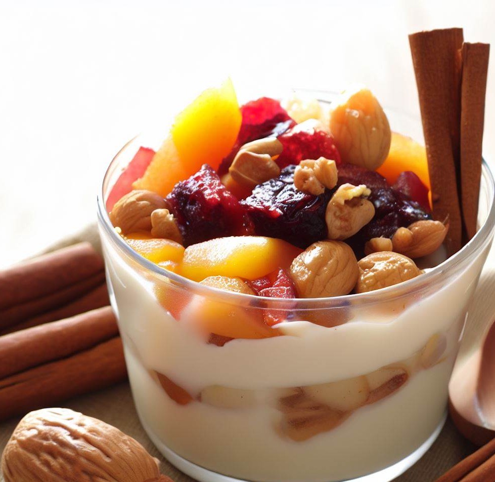 Cinnamon, Fruit Compote, and Mixed Nuts Yogurt