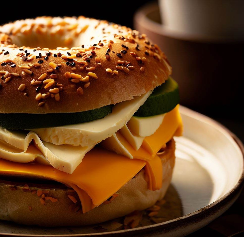 Egg, Cheese, and Avocado Bagel Sandwich