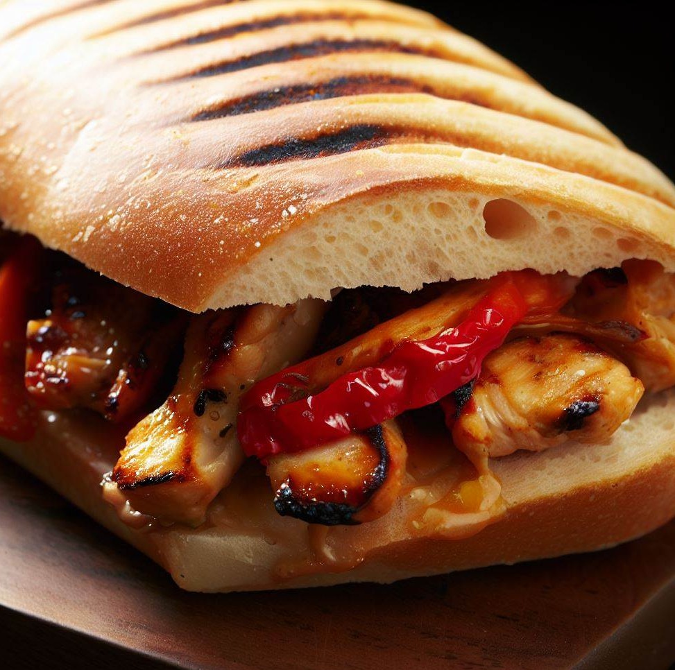Grilled Chicken, Roasted Red Pepper and Smoked Gouda Ciabatta Sandwich