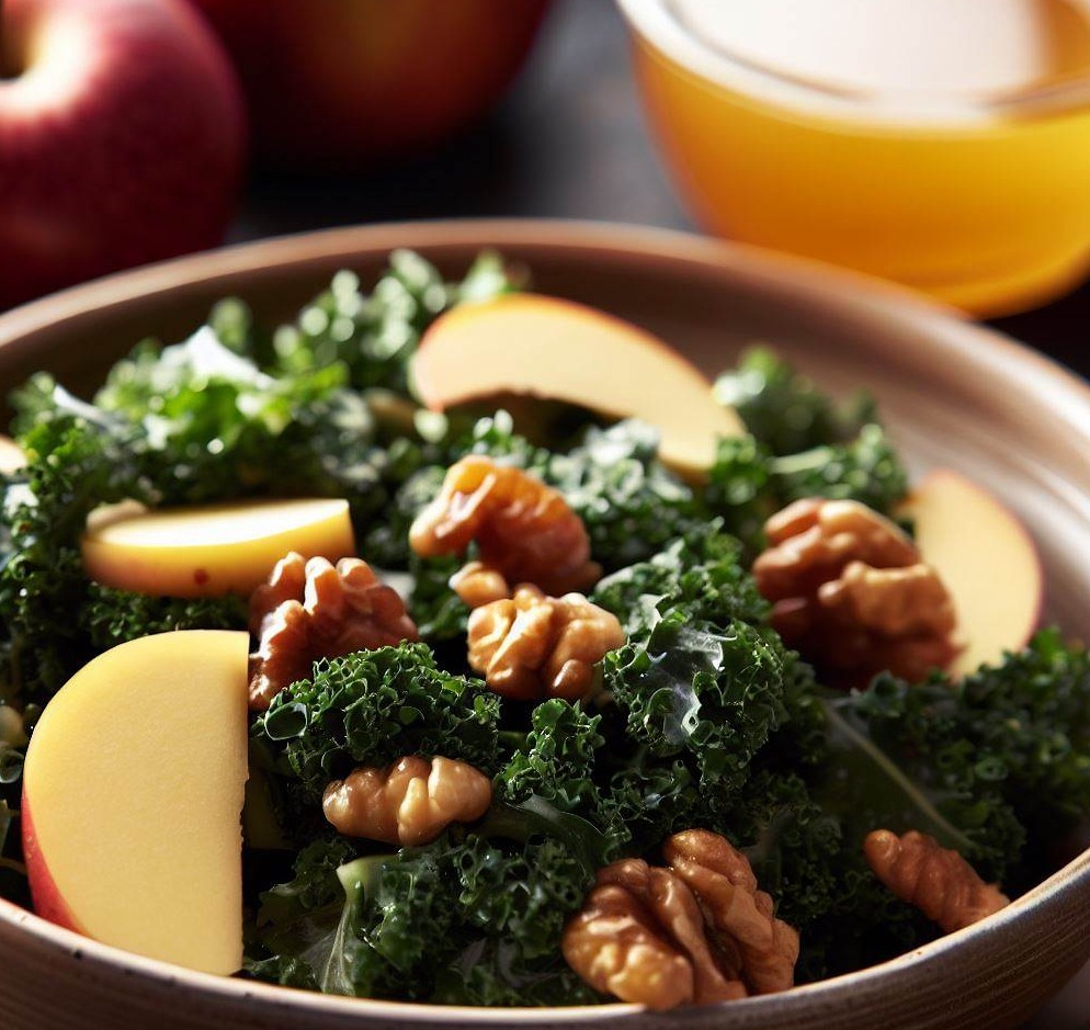 Kale, Apple and Walnut Salad with Honey Mustard Dressing