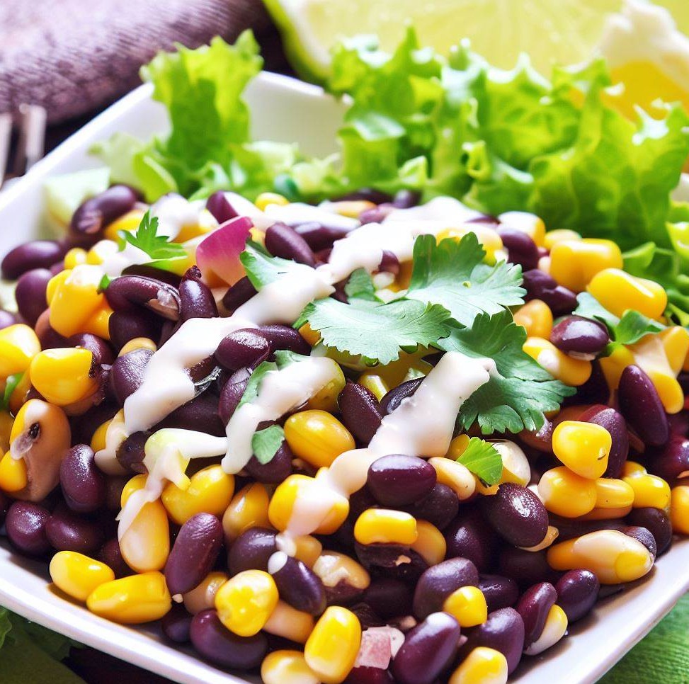 One Serving Black Bean and Corn Salad with Cilantro Lime Dressing