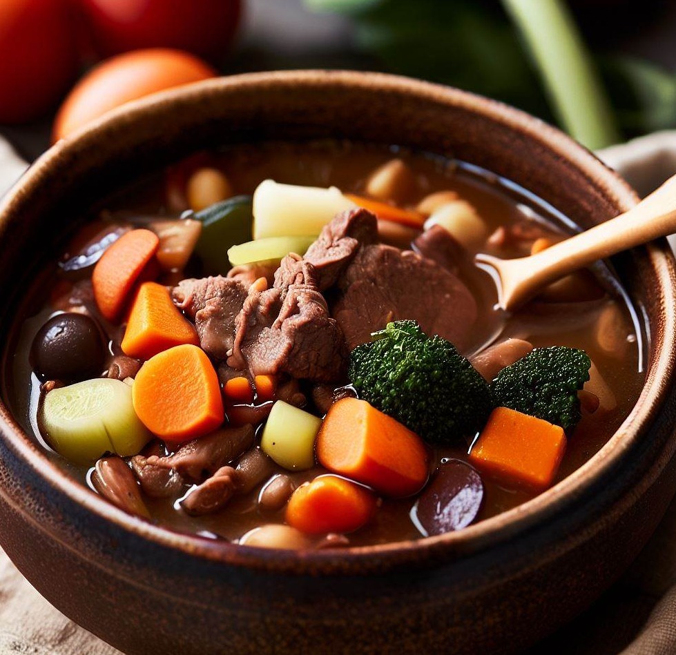 One-Serving Vegan Beef and Vegetable Soup