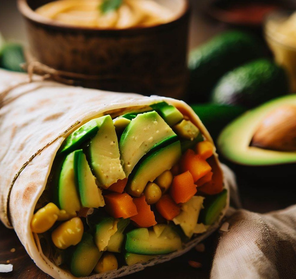 Veggie Wrap with Avocado, Cucumber, and Hummus